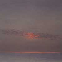 Painting of Greenland Ice Cap Red Clouds and Skyline